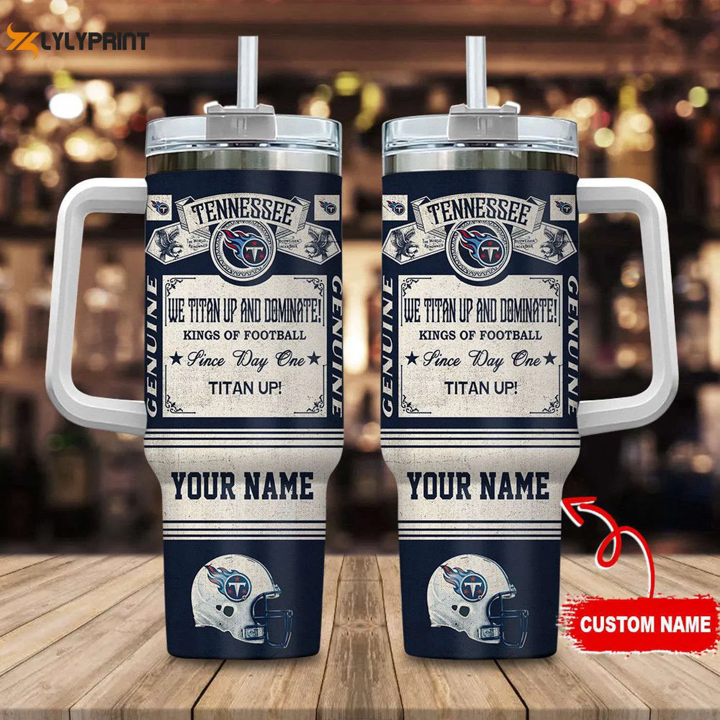 Tennessee Titans Vintage King of Football 40oz Stanley Tumbler - Custom Name Gift for Fans 0501TB40