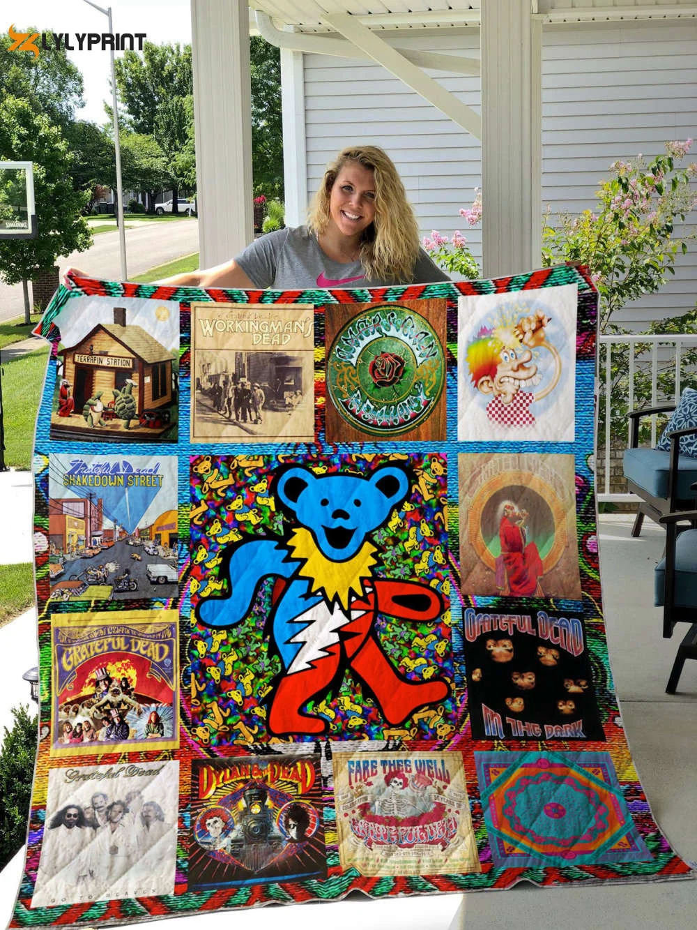 Grateful Dead Quilt Blanket For Fans Home Decor Gift ,  Soft Quilt, King Size, All Season Cozy Quilt QB0901