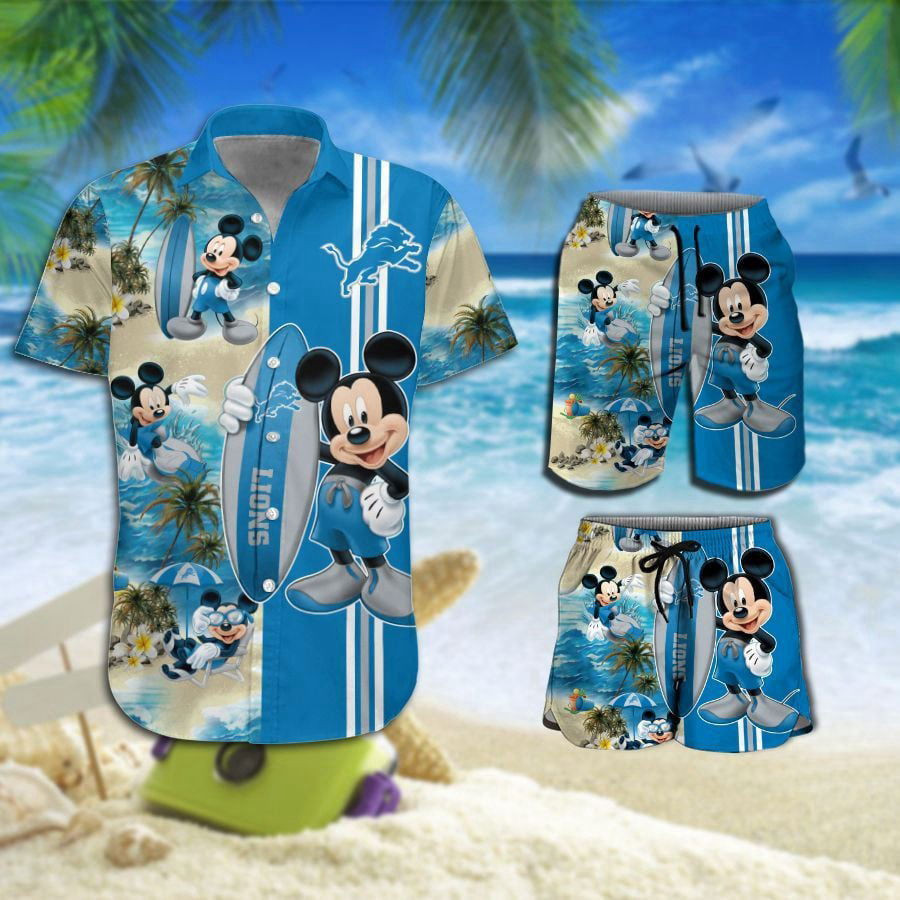 Detroit Lions Mickey Mouse Hot Summer 3D Hawaiian Shirt HW0601