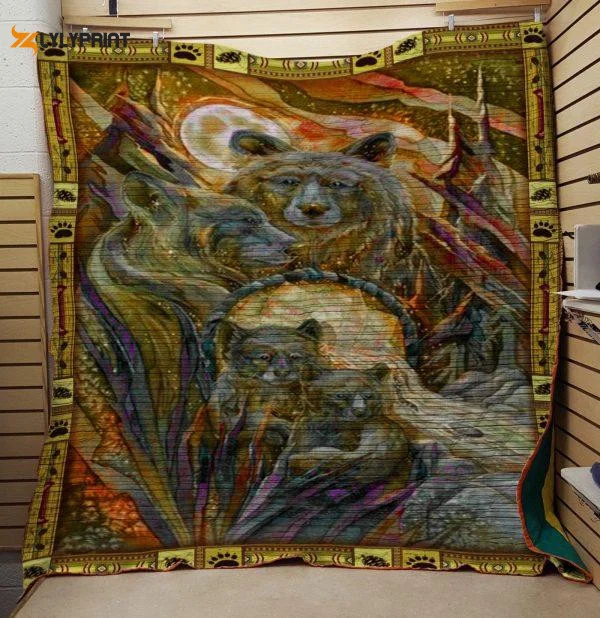 Bear 3D Customized Quilt Blanket For Fans Home Decor Gift ,  Soft Quilt, King Size, All Season Cozy Quilt QB0901