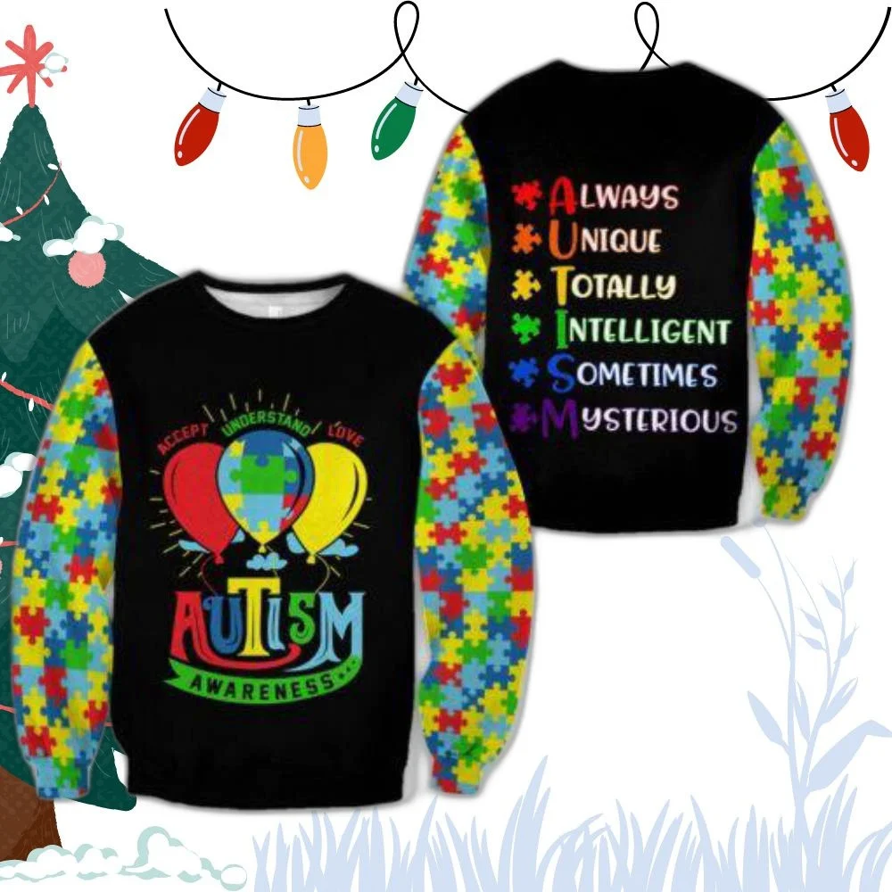 Autism Awareness 3D Crewneck Sweatshirt Unisex Adult HZ0501
