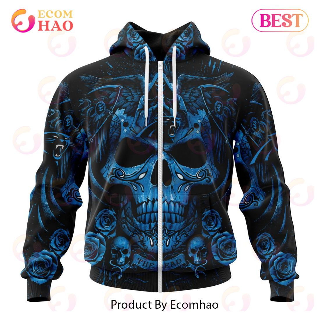 Best Carolina Panthers Special Design With Skull Art 3D Hoodie Limited Edition, Zip Hoodie, Man - Women, Warm, Premium Quality HZ0501