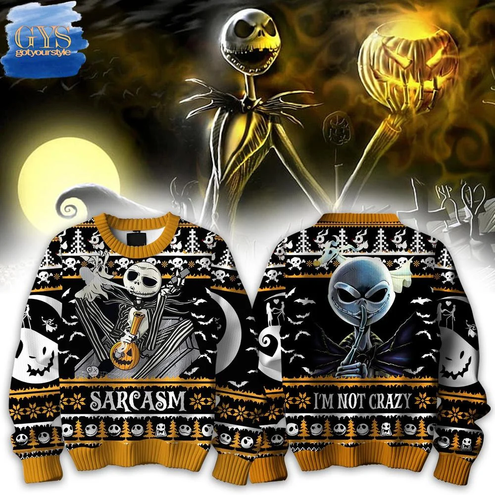 Skellington Pumpkin King Christmas Ugly Sweater , Cozy Soft Unisex Pullover SW0601