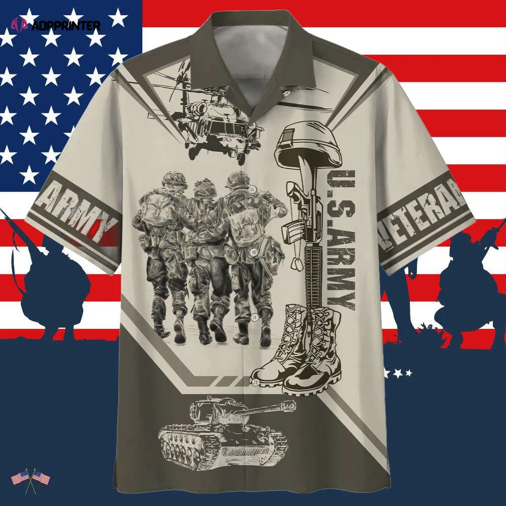 Helicopter And Soldiers Us Army Veteran Hawaiian Shirt HW0601
