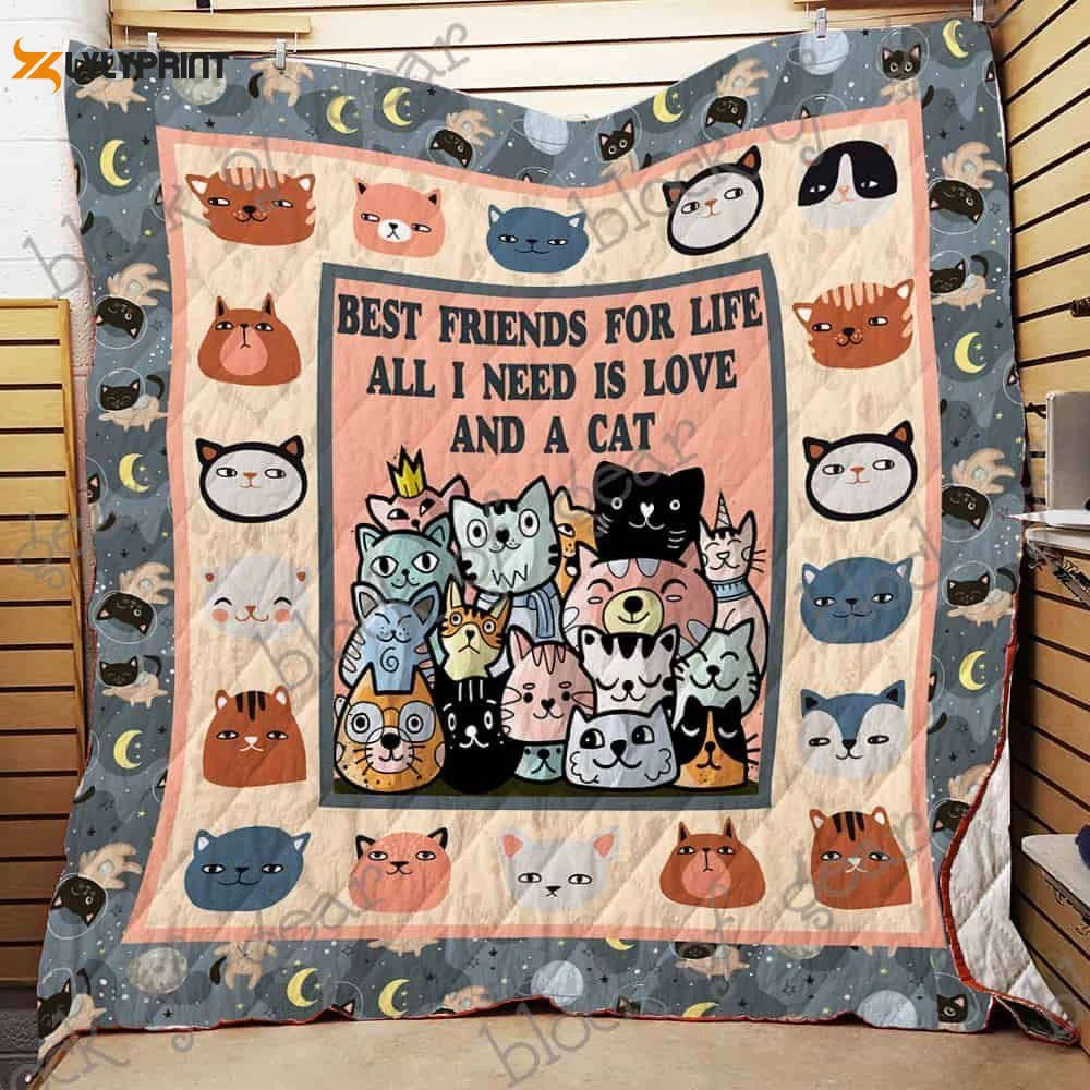 All I Need Is Love And A Cat 3D Customized Quilt , Soft Quilt, King Size, All Season Cozy Quilt QB0901