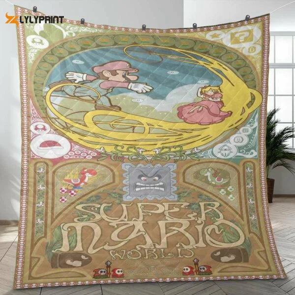 Super Mario World Vintage Game Christmas Gift For Home Decor ,  Soft Quilt, King Size, All Season Cozy Quilt QB0901