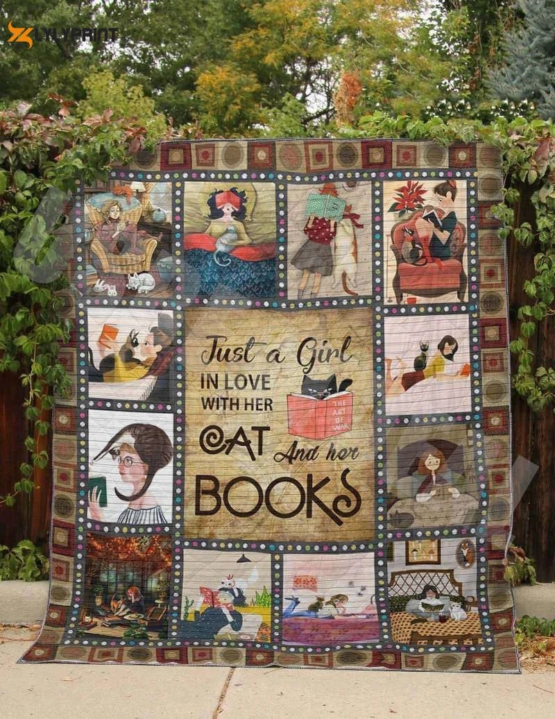 Book Cat Just A Girl 3D Customized Quilt , Soft Quilt, King Size, All Season Cozy Quilt QB0901