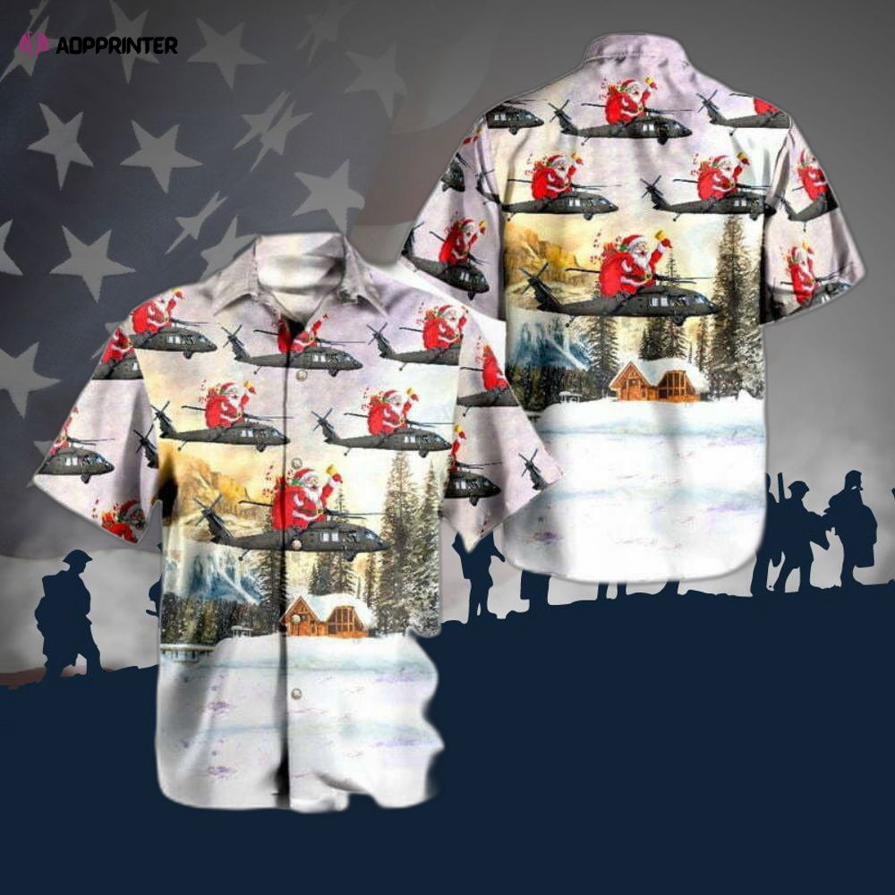 Santa Claus US Army Sikorsky UH-60M Black Hawk Hawaiian Shirt – Festive Military Style HW0601