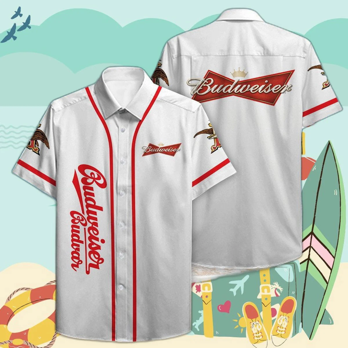 Budweiser Budvar All Over Print 3D Hawaiian Shirt: Summer Style with a Refreshing Twist! HW0601