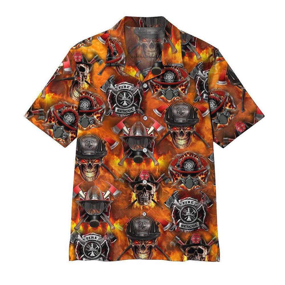 Firefighter Skull Custom Hawaiian Shirt, Gift For Men And Women HW0601