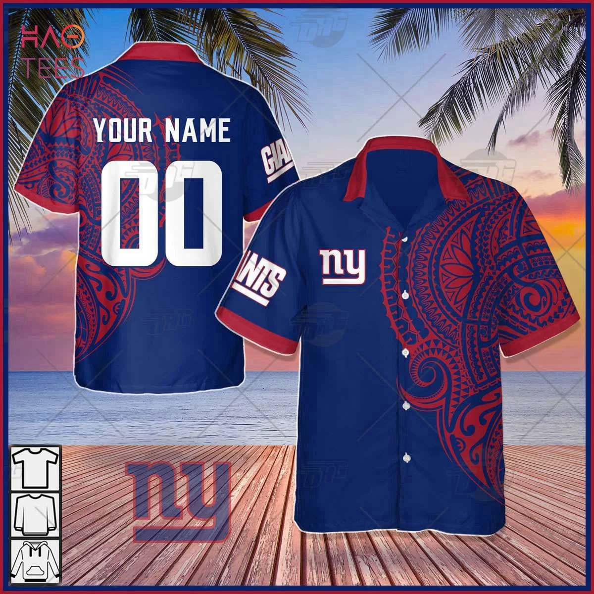 Personalize NFL New York Giants Polynesian Tattoo Design Hawaiian Shirt Summer Travel HW0601