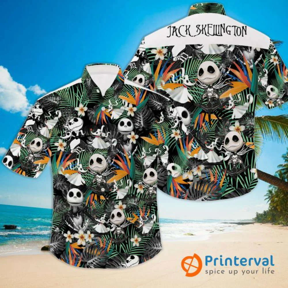 Jack Skellington Tropical Halloween Casual Beach Hawaiian Shirt HW0601