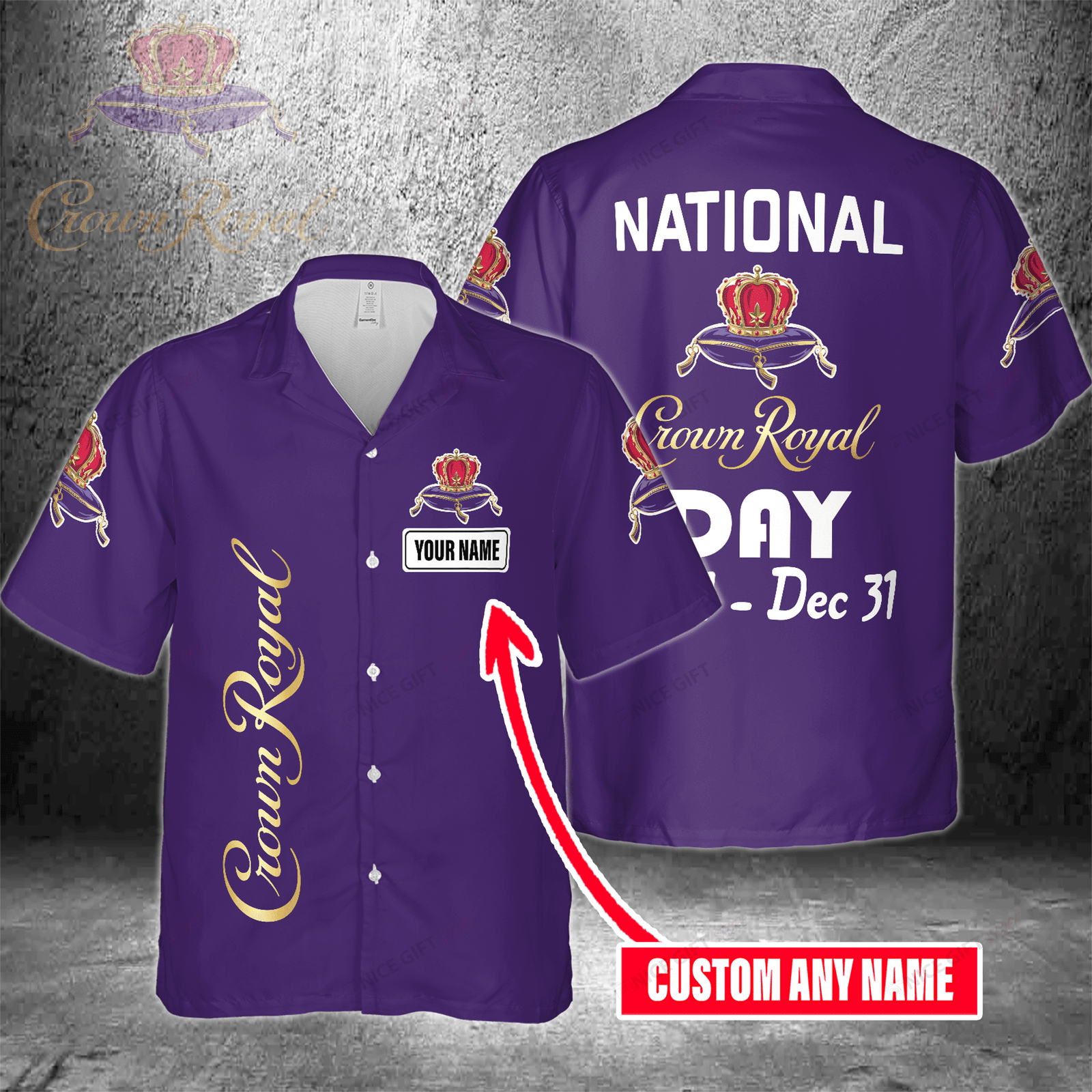 National Crown Royal Day Jan 1 – Dec 31 Custom Name Hawaiian Shirt For Men And Women HW0601