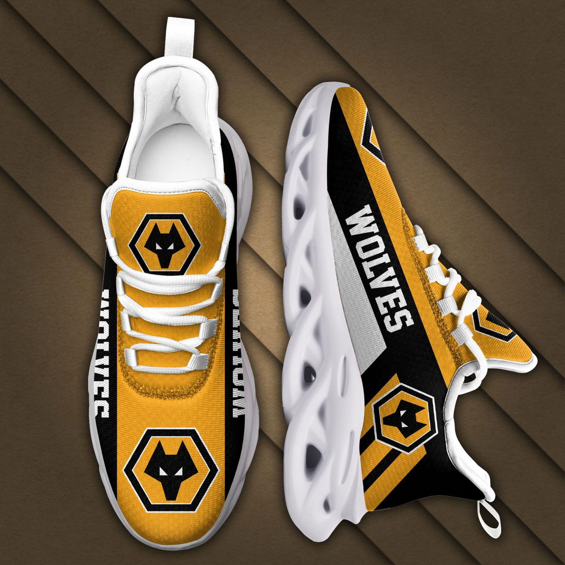 Wolverhampton Wanderers FC Black Yellow Max Soul Shoes Women Men MS0601