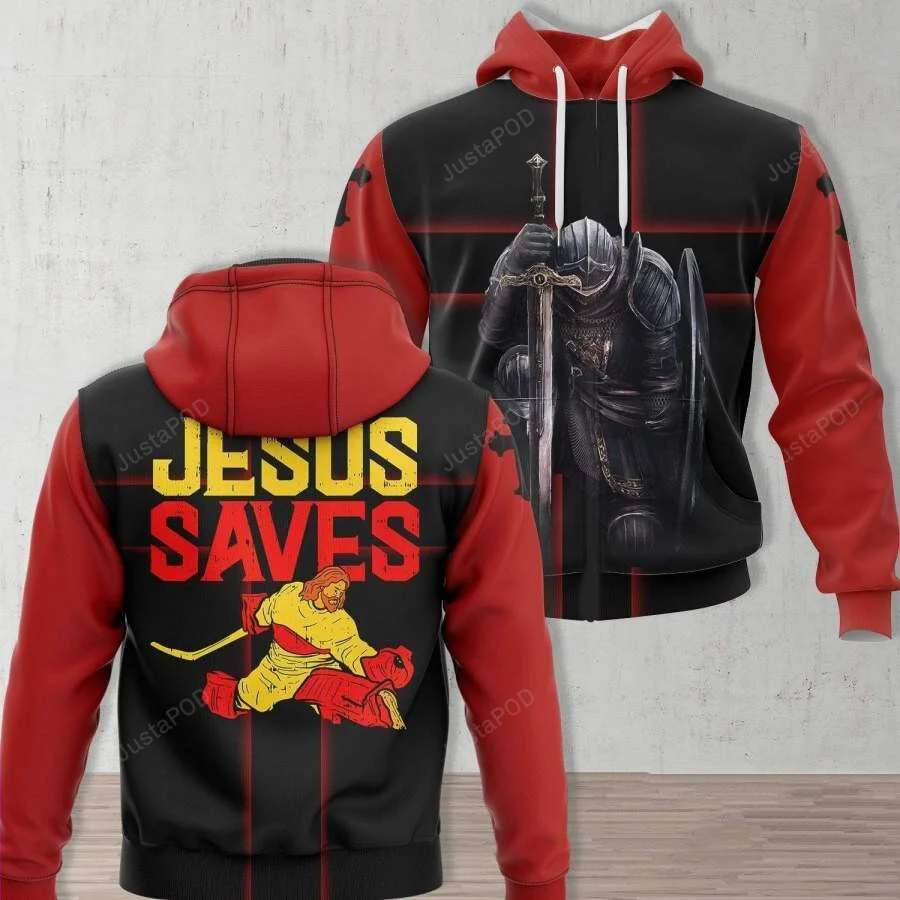 Jesus Saves Ice Hockey Goalie 3D All Print Hoodie, Zip- Up Hoodie HZ0501