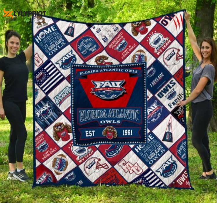Florida Atlantic Owls 2 Quilt Blanket For Fans Home Decor Gift , Soft Quilt, King Size, All Season Cozy Quilt QB0901