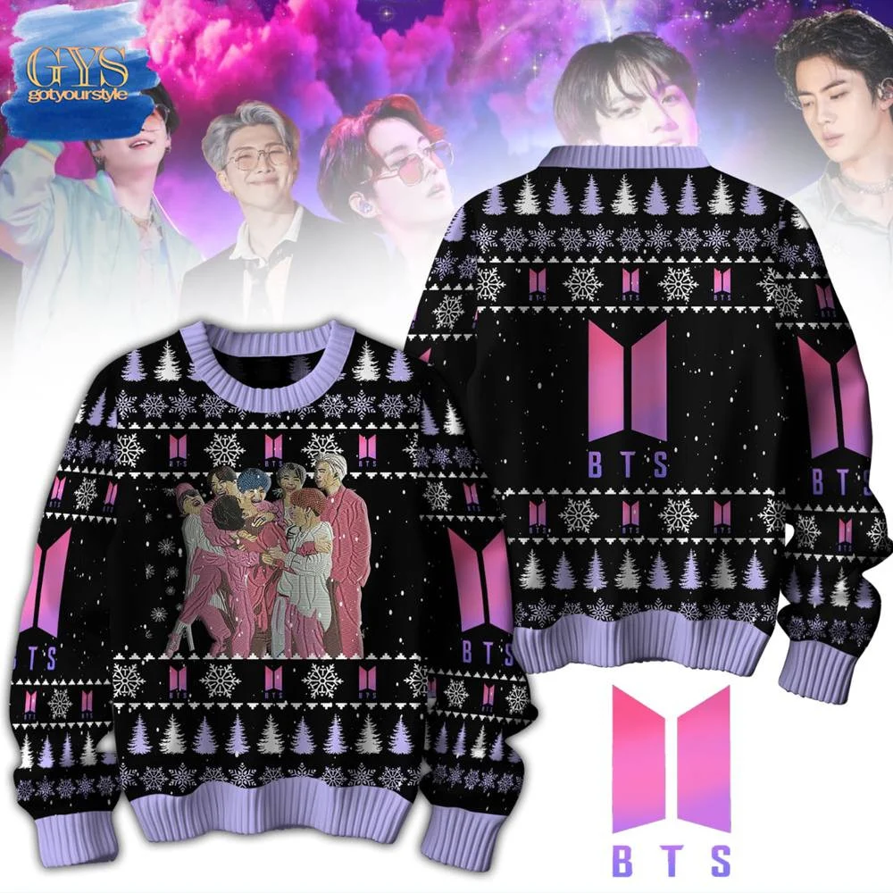 BTS Lovers Limited Edition Ugly Christmas Sweater , Cozy Soft Unisex Pullover SW0601