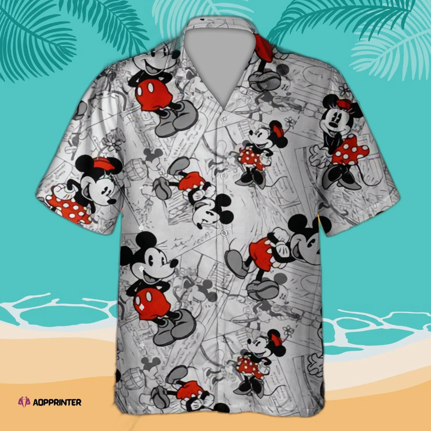 Summer Tropical Minnie And Mickey Pattern 3D Hawaiian Shirt For Men Women HW0601