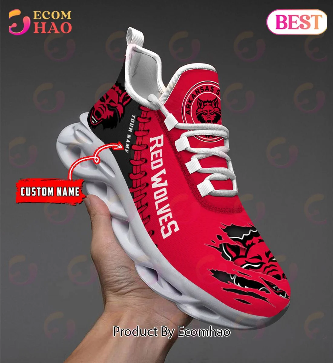 Arkansas State Red Wolves Max Soul Shoes Custom Name  Unisex sneakers MS0601