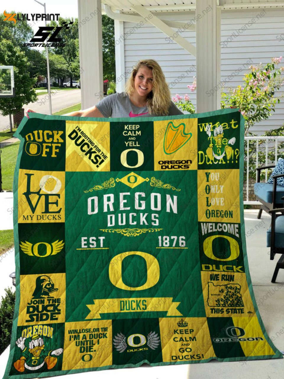 Oregon Ducks 2 Quilt Blanket For Fans Home Decor Gift , Soft Quilt, King Size, All Season Cozy Quilt QB0901